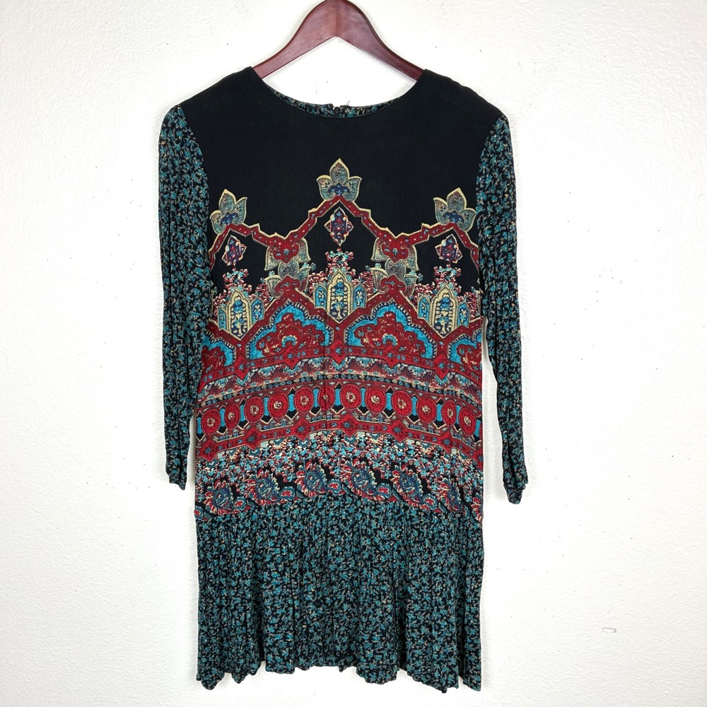 Y2K 90s Vintage Mini Dress Sz XS Whimisgoth Boho Fairy Grunge Paisley Festival